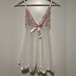 Pink and White Lace Babydoll Dress